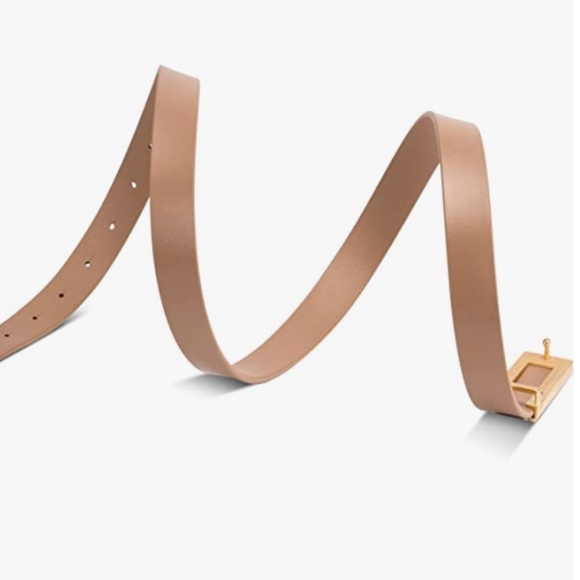 Womens Leather Belt Skinny Waist Belt for Dresses Jeans Pants with Gold Buckle main image 4